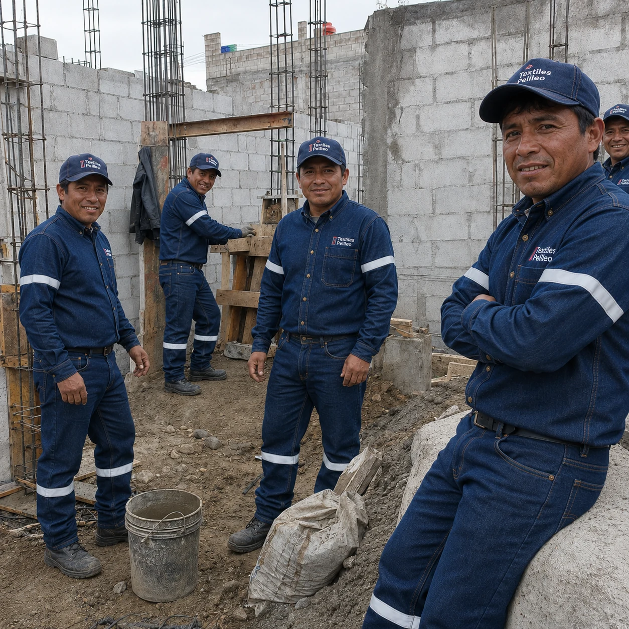 Cuadrilla después — con uniforme Textiles Pelileo